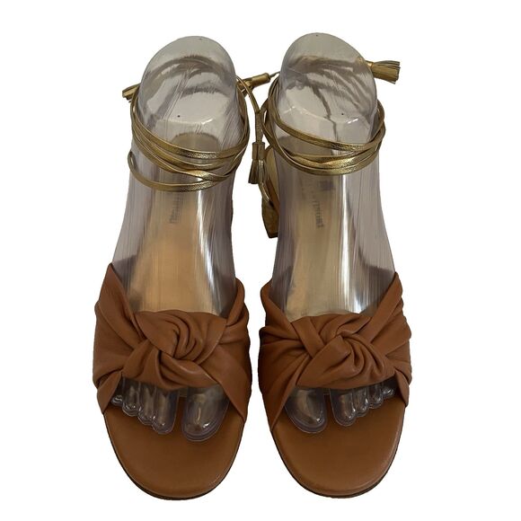 Clorinda Antinori Italy Leather Lace Up Knot Block Heel Sandal Shoes SZ 36 US 5 - Picture 2 of 10